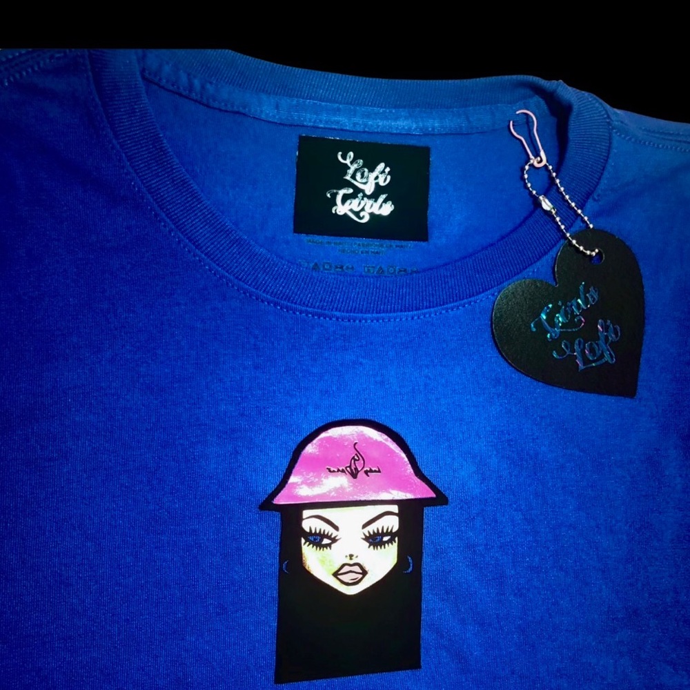 Lofi Girls BFF Y2K Blue Holographic Foil Premium Vinyl Custom Design T
